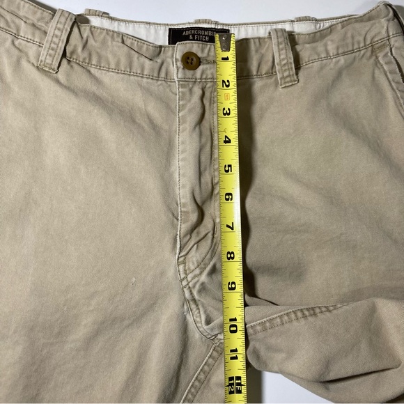 Abercrombie & Fitch Men’s 32R Khakis Chinos Tan Beige Distressed Y2K Zip Fly VTG - Picture 5 of 14
